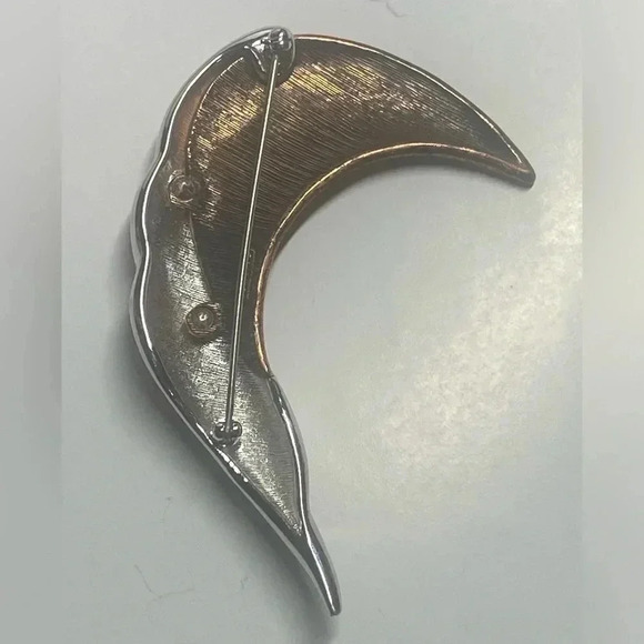 MONET VINTAGE 3" SILVER AND COPPER CONTEMPORARY BROOCH - Picture 2 of 6